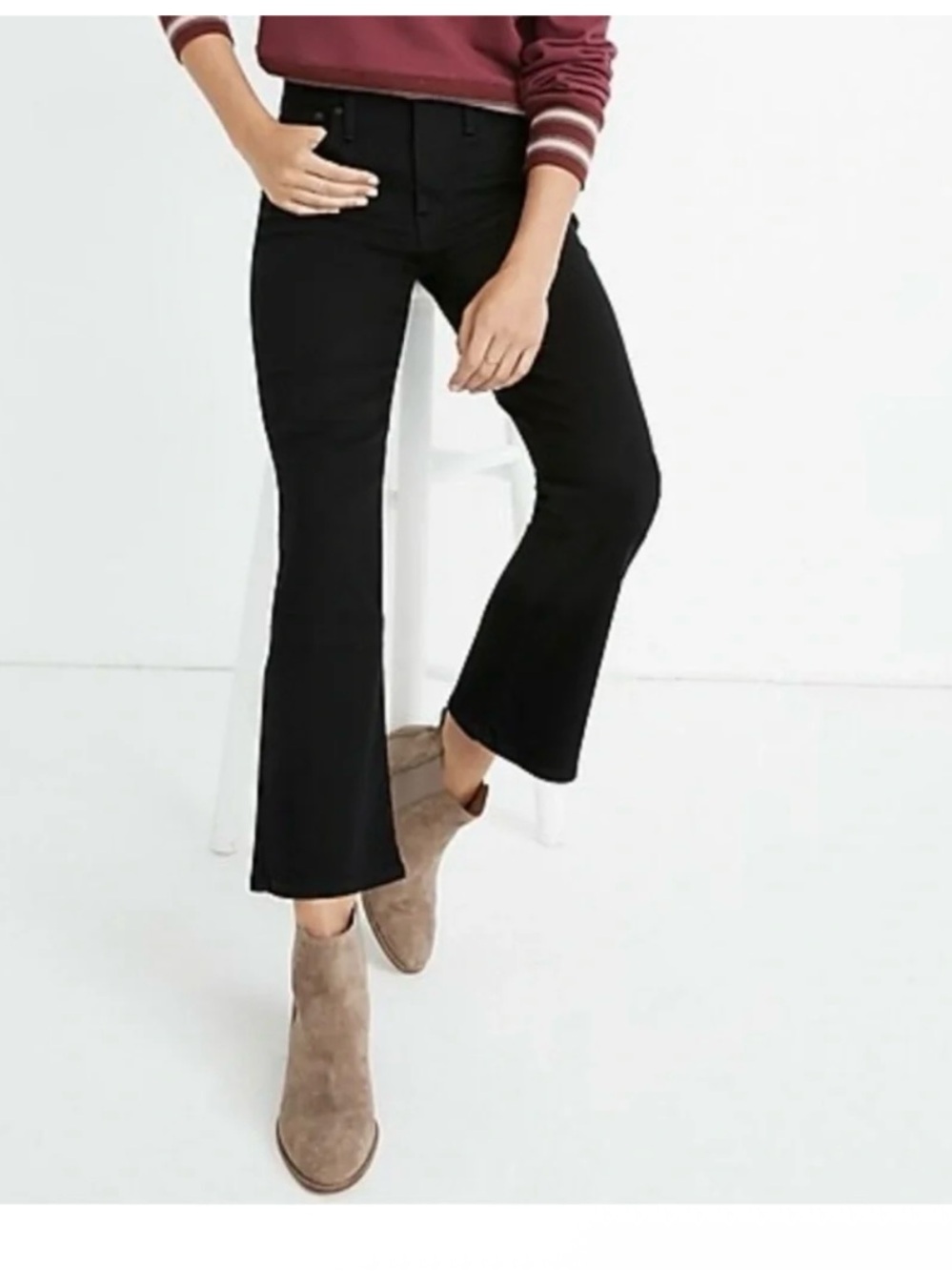Madewell Black High Rise Cali Demi-Boot Jeans Raw Hem Size 27